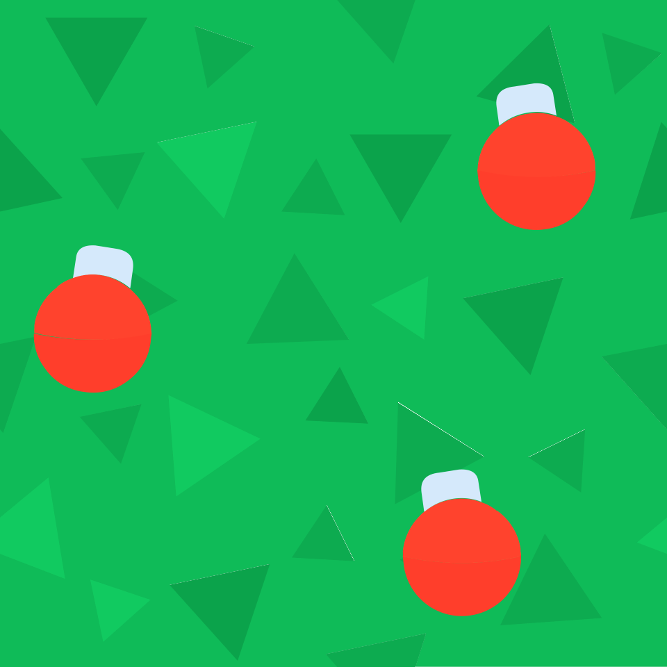Green triangles xmas balls background