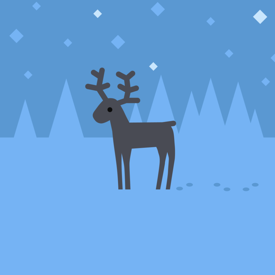 Animals deer snow trees