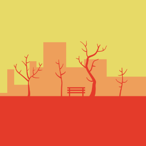 Landscape autunm tree bench