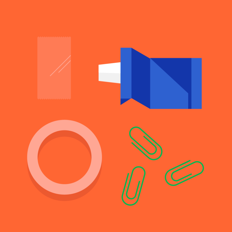 Office glue tape paperclip
