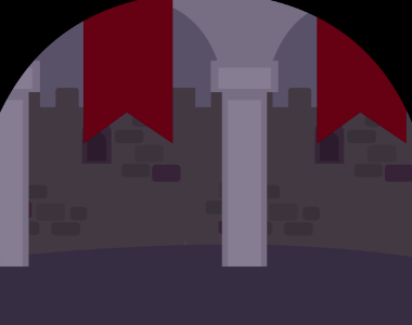 Red flags white pillars arch background