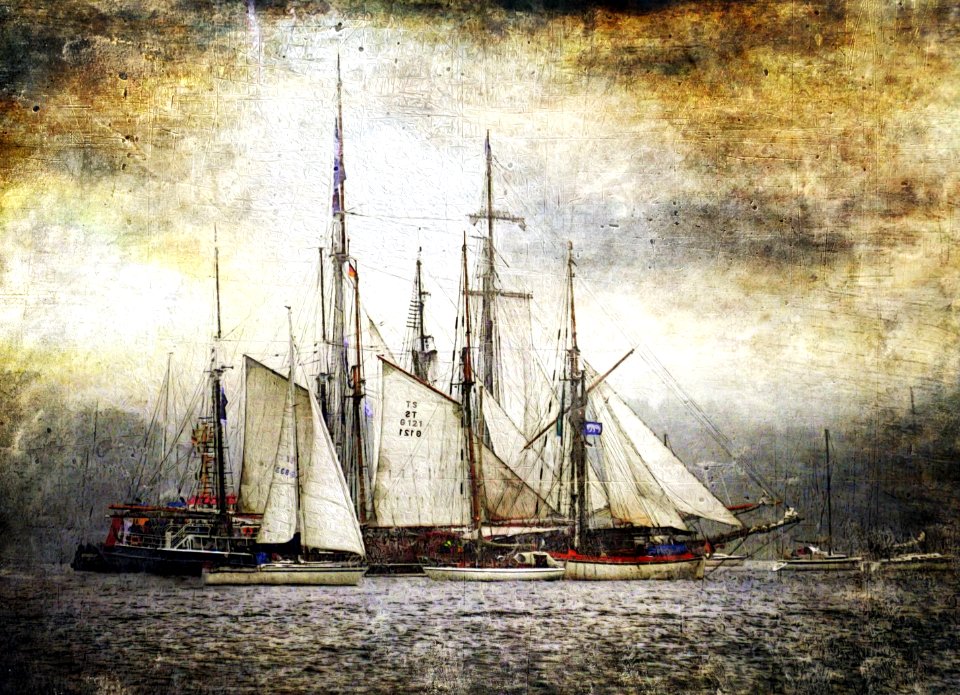 Boat ocean oil painting