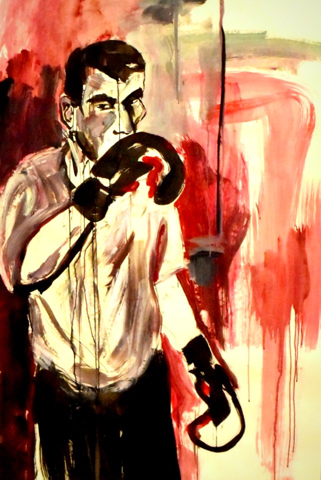 Man drawing red