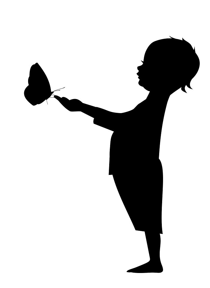 Silhouette of a baby with butterflies