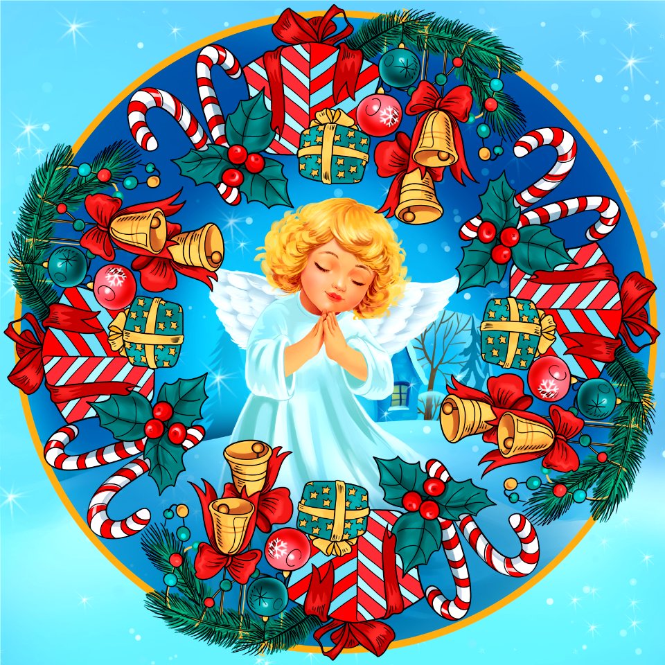 Christmas mandala with angel