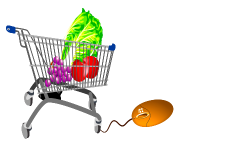Trolley mouse grocery vegetables concept, perhaps a concept for s