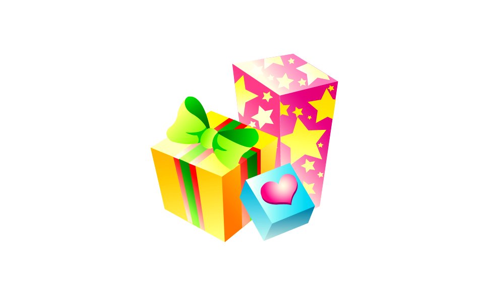 Illustration of colorful gift box on white background