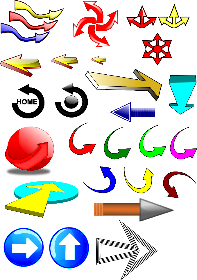 Arrows Glossy Icons Set
