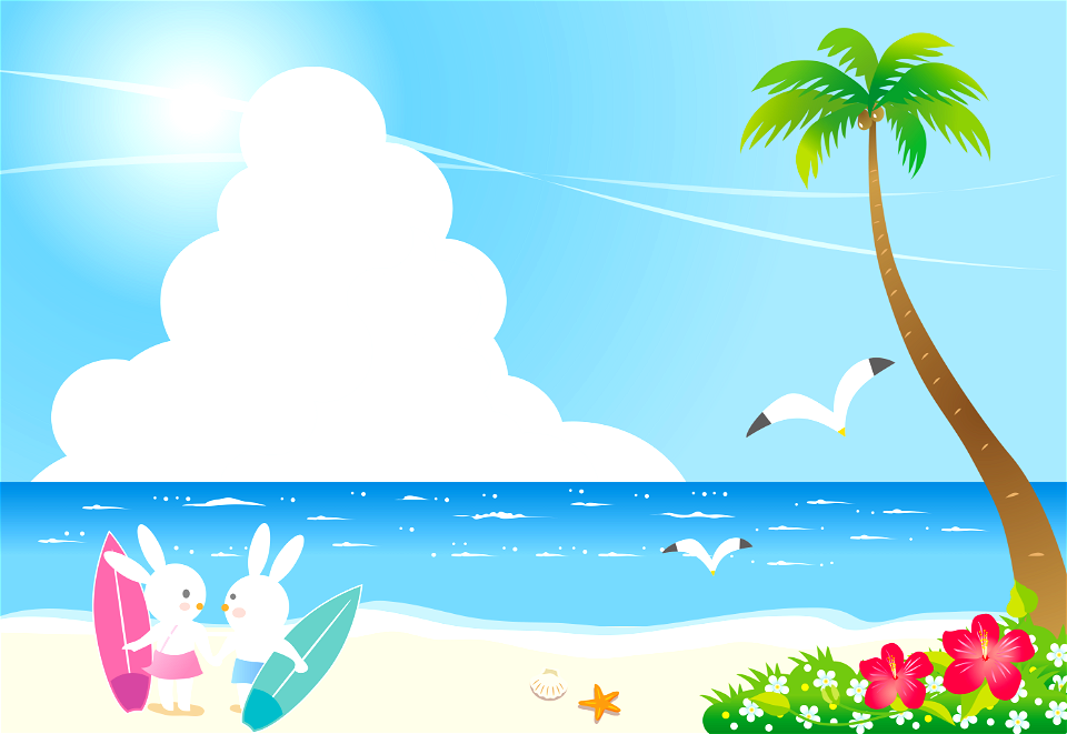 Beach rabbits surfing