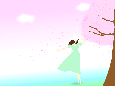 Cherry blossoms woman