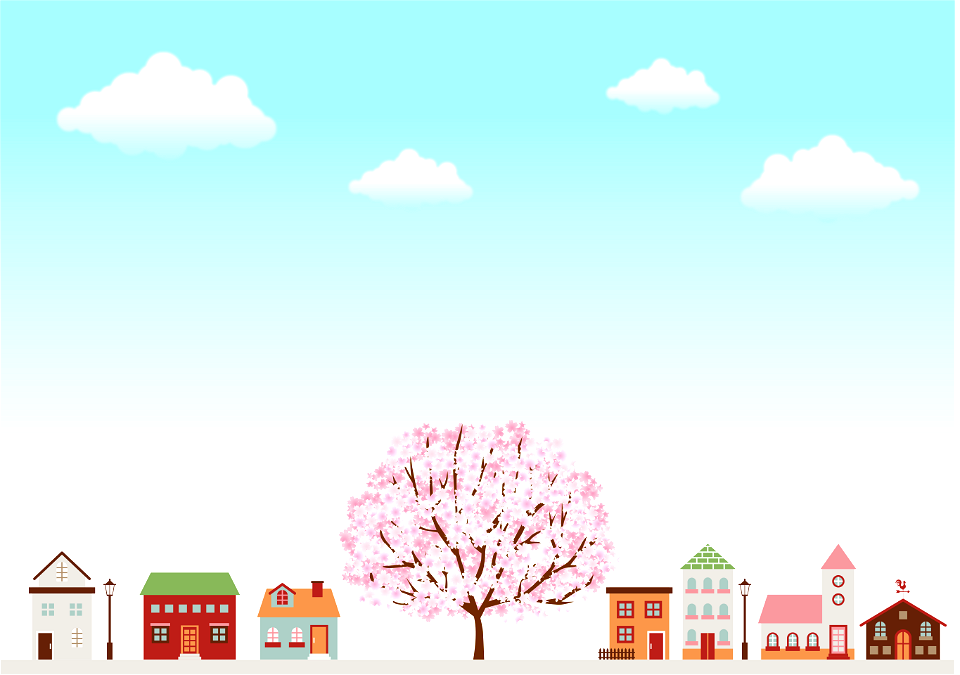 Cityscape cherry blossom tree