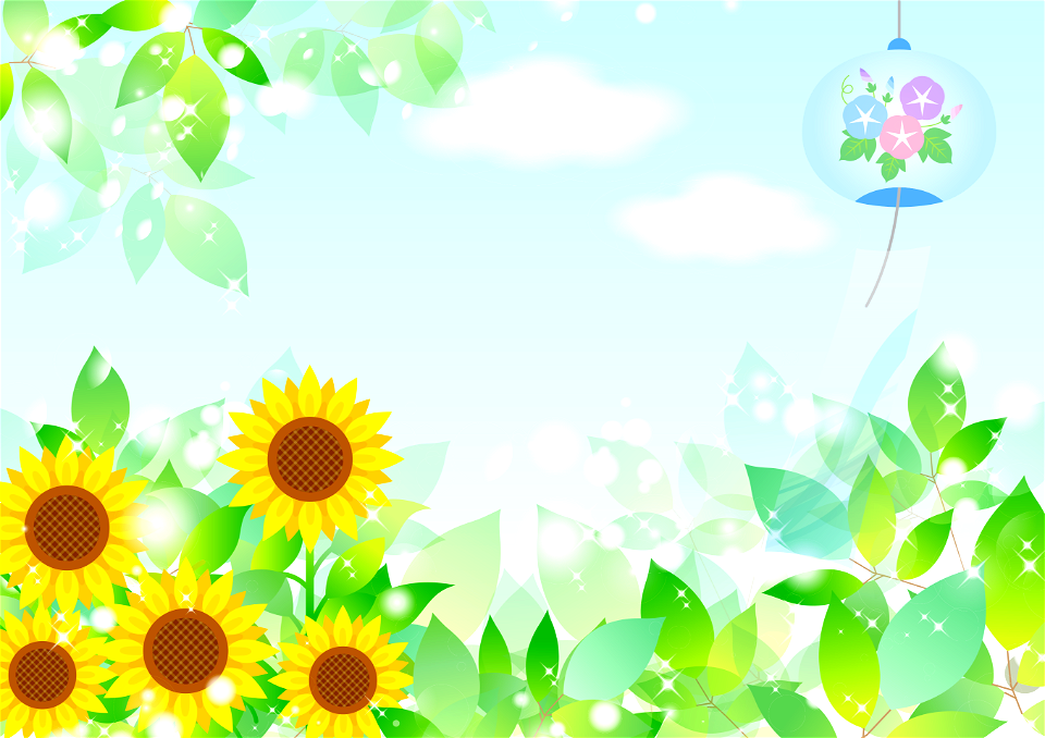 Sunflowers green leaves
