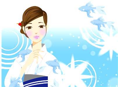 Yukata woman goldfish