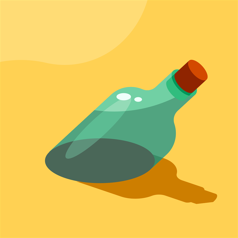 Bottle in sand - Free digitally-made illustrations on creazilla.com