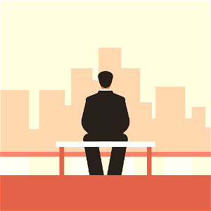 Businessman sitting on the bench