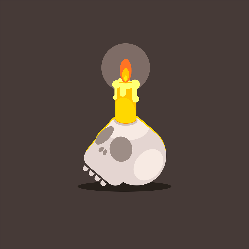 Candle in skull
