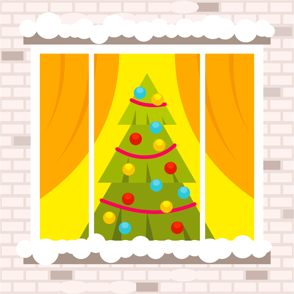 Christmas tree window
