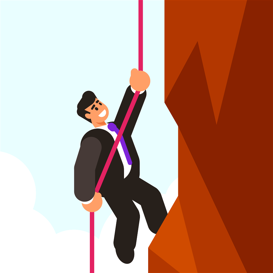 Climb mountain businessman
