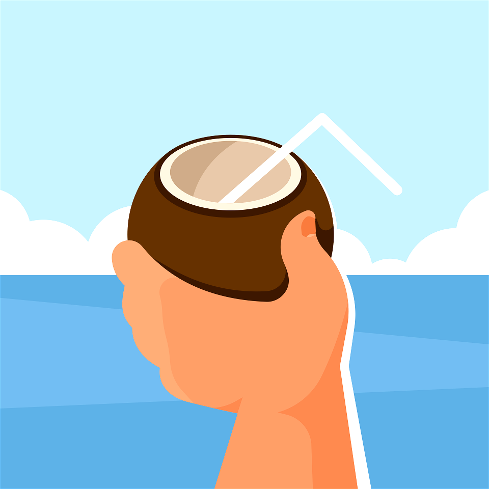Coconut with a straw