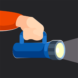 Hand holding flashlight