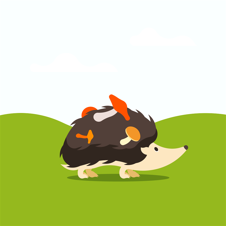 Hedhehog with mushrooms