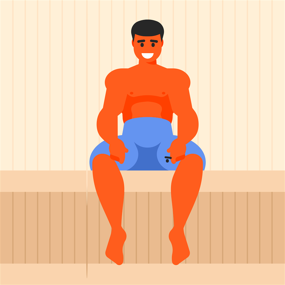 Man relaxing in sauna