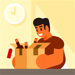 Man unpacks purchased parsel