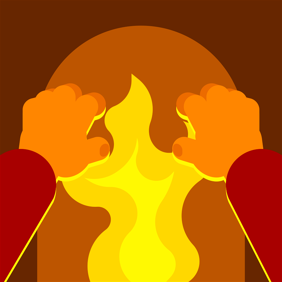 Man warms his hands