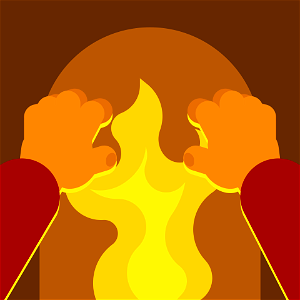 Man warms his hands
