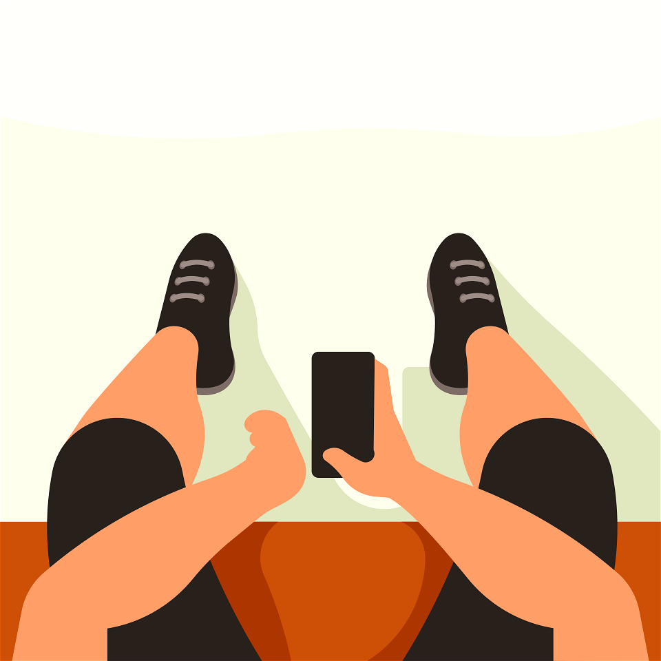 Man with smartphone top view