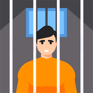 Prisoner behind bars