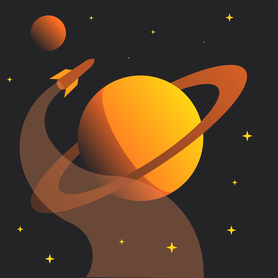 Rocket in deep space