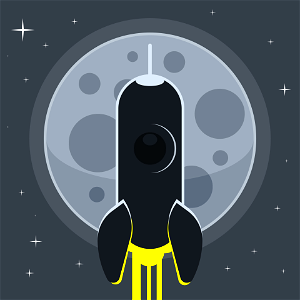 Spaceship on lunar background
