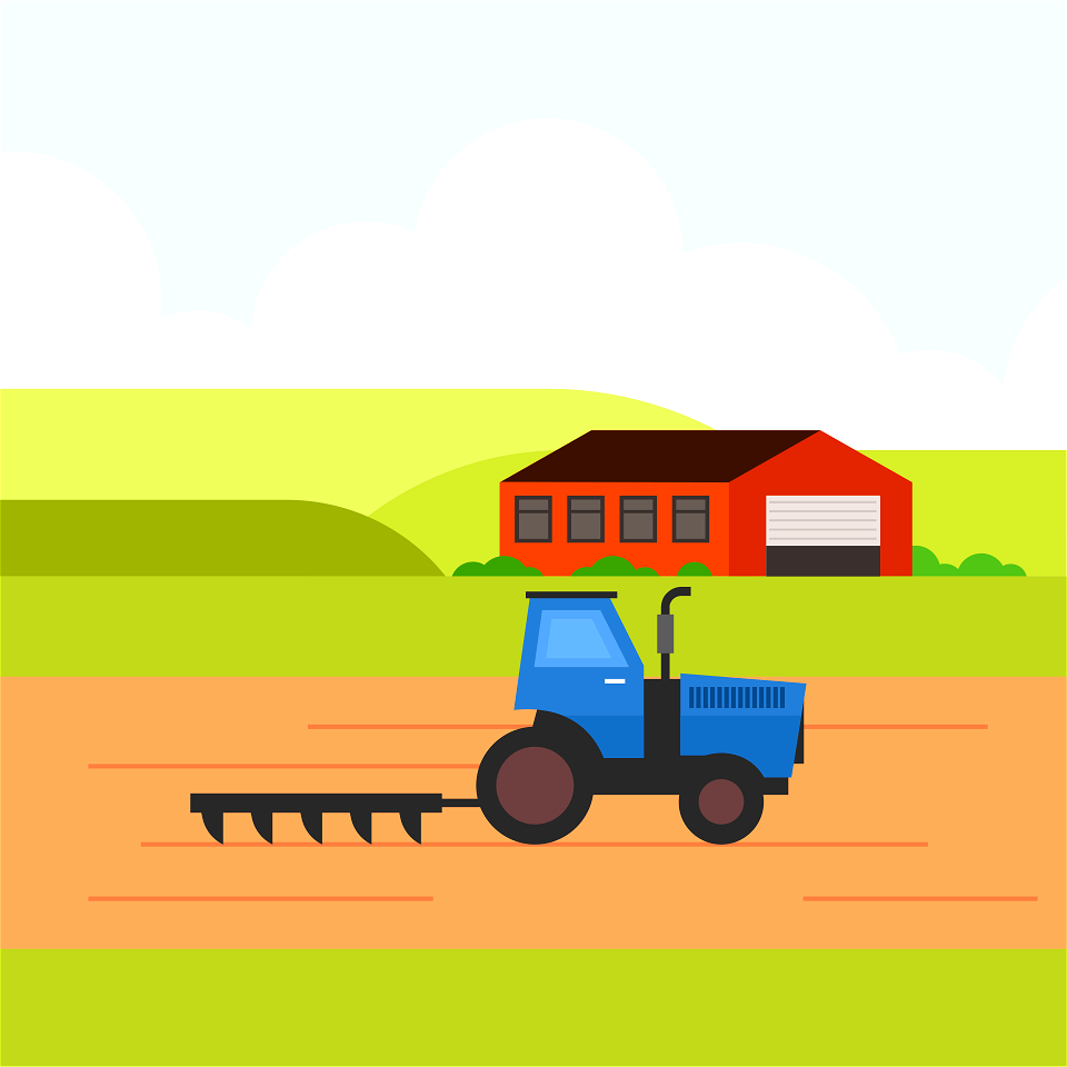 Tractor preparing land for sowing