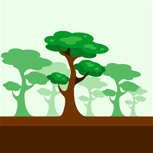 Trees on green background