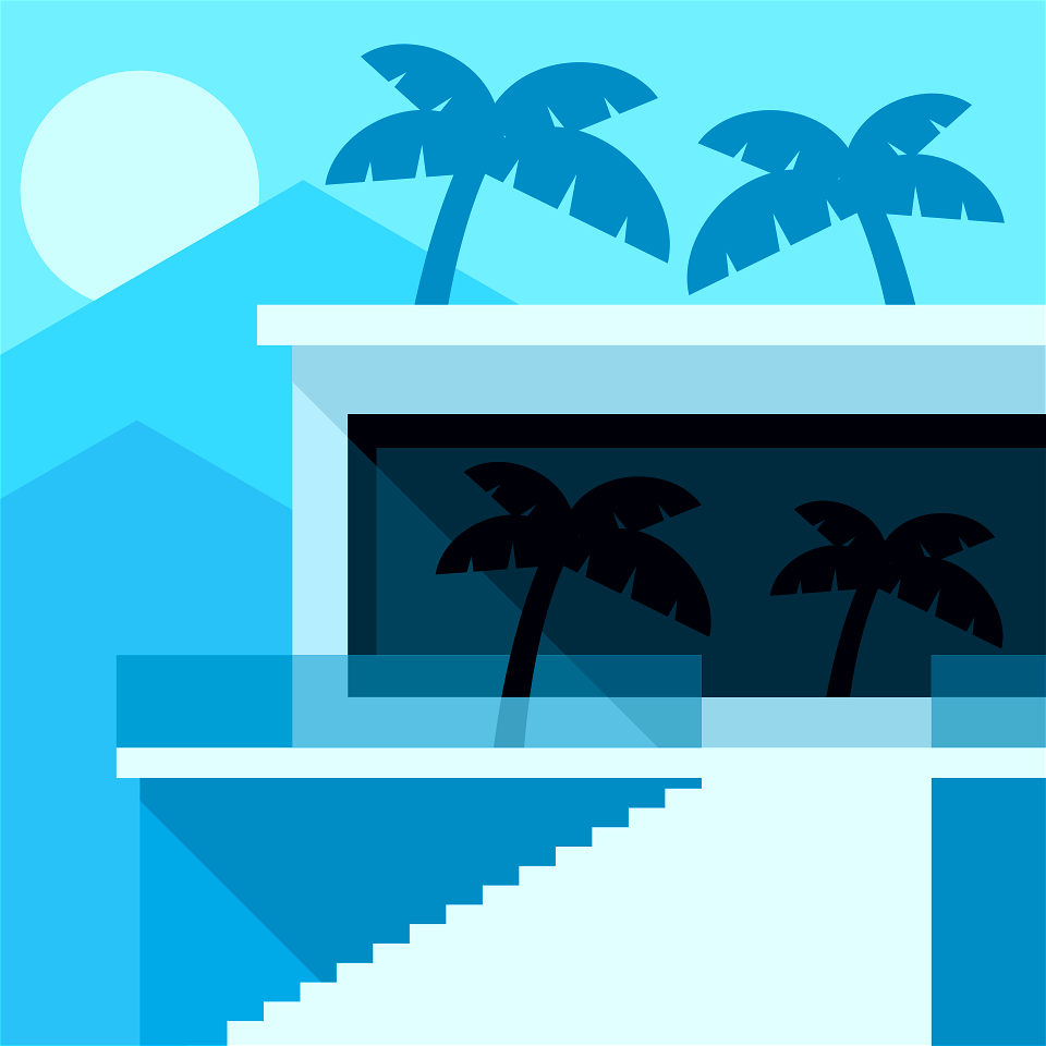 Villa palm trees