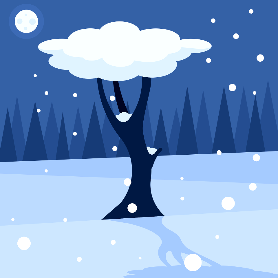 Winter tree snowfall