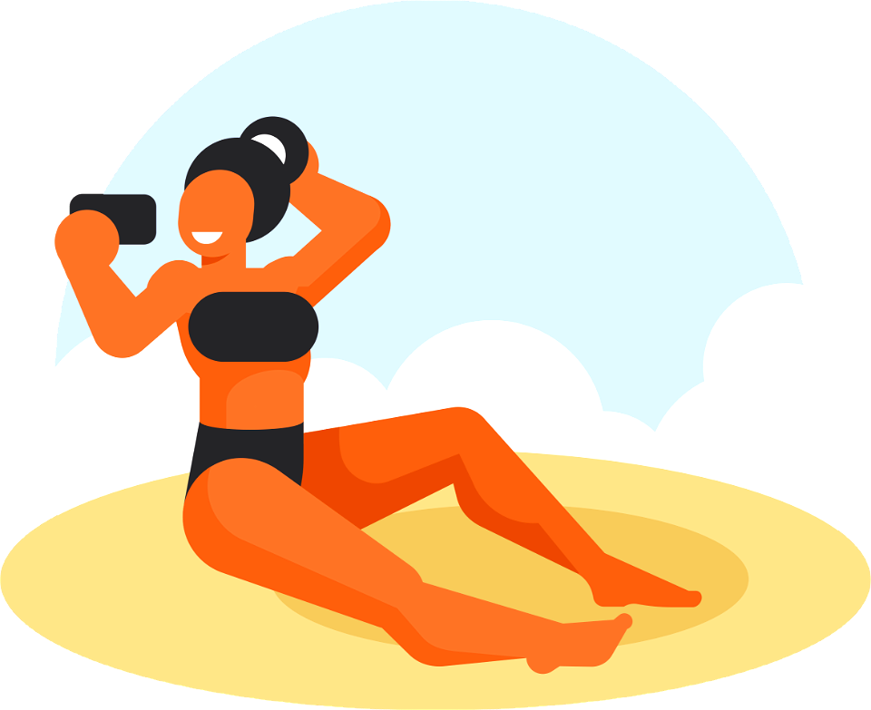 Woman on beach selfie