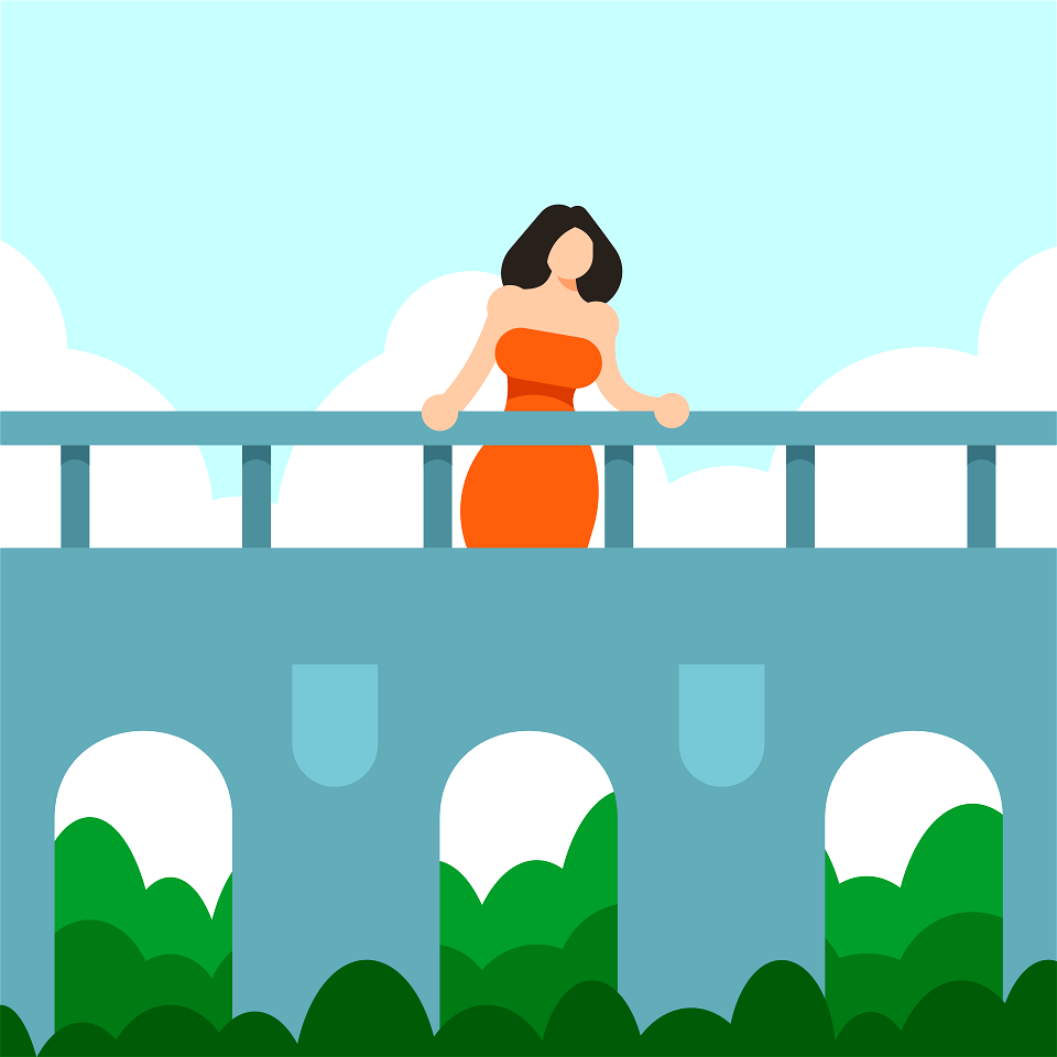 Woman on bridge