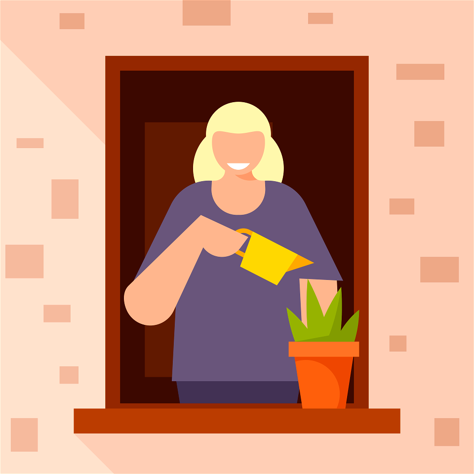 Woman watering flower