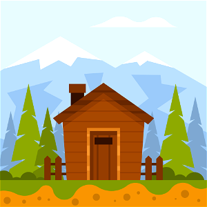 Wooden hut forest