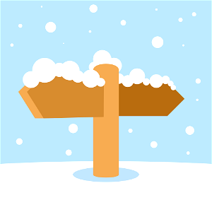Wooden sign snow