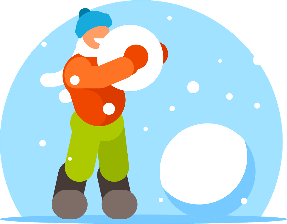 Young man making snowman