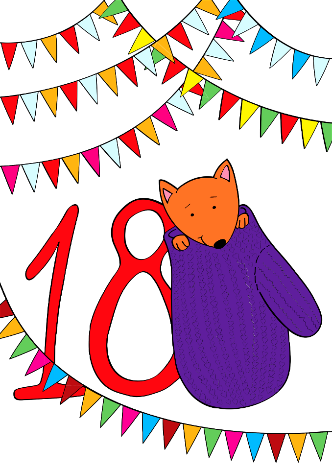 December 18 with Christmas Glove and Bunting Flags