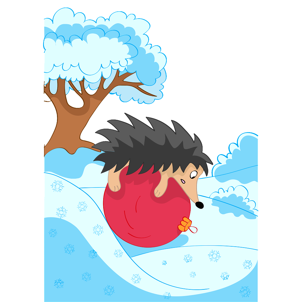 Hedgehog Rolling on Christmas Ball