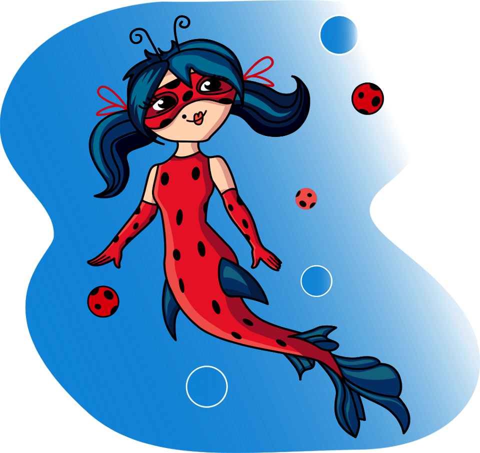 Ladybug Mermaid - Free digitally-made illustrations on creazilla.com