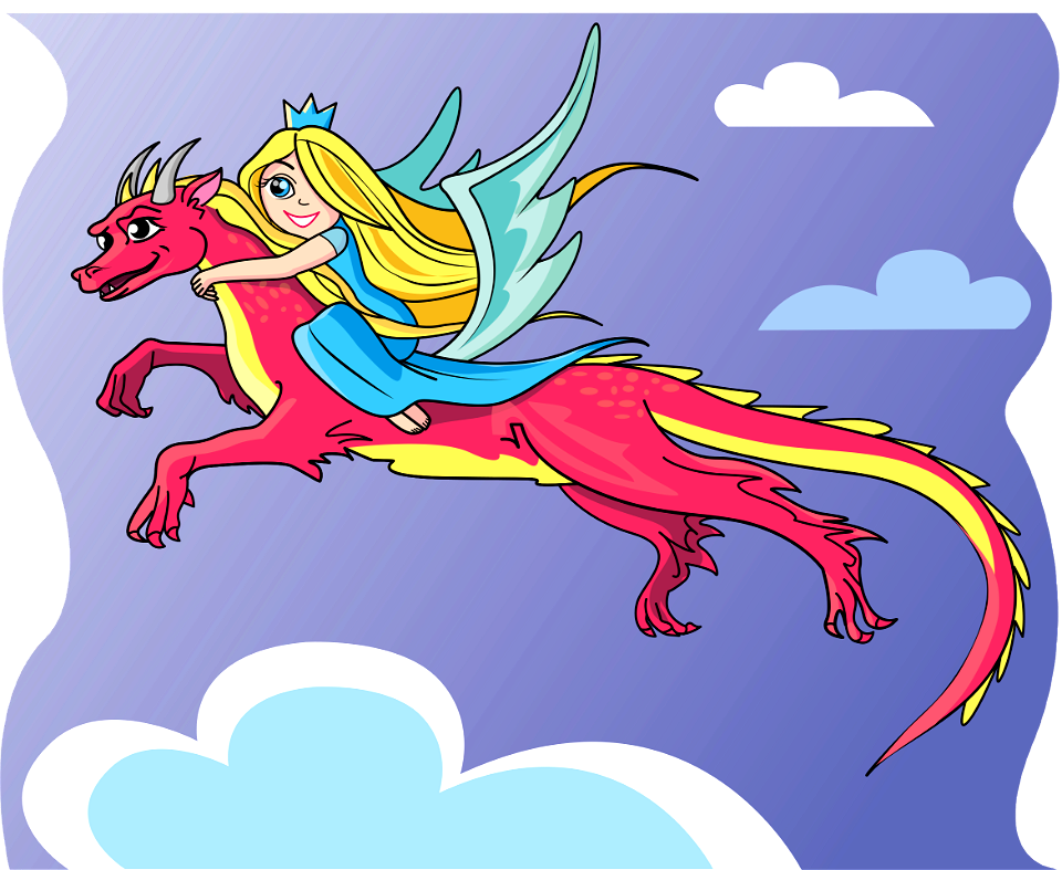 Princess with Dragon - Free digitally-made illustrations on creazilla.com