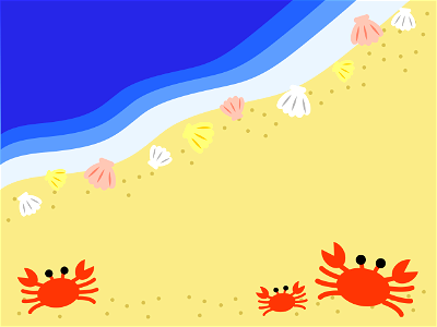 Beach with crabs and shells