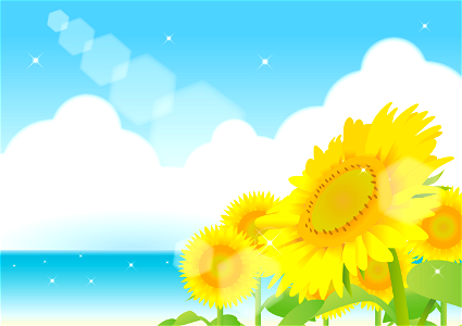 Beach with sunflowers