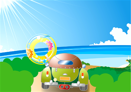 Car drive to sea